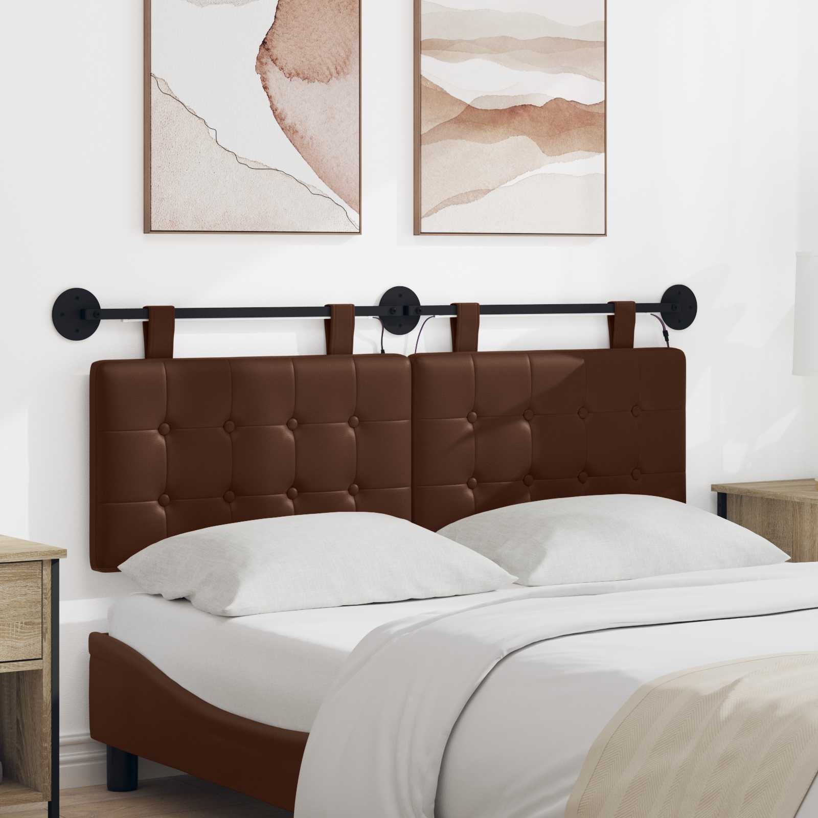 Testiera sospesa Con luce LED Marrone Similpelle | homemem39