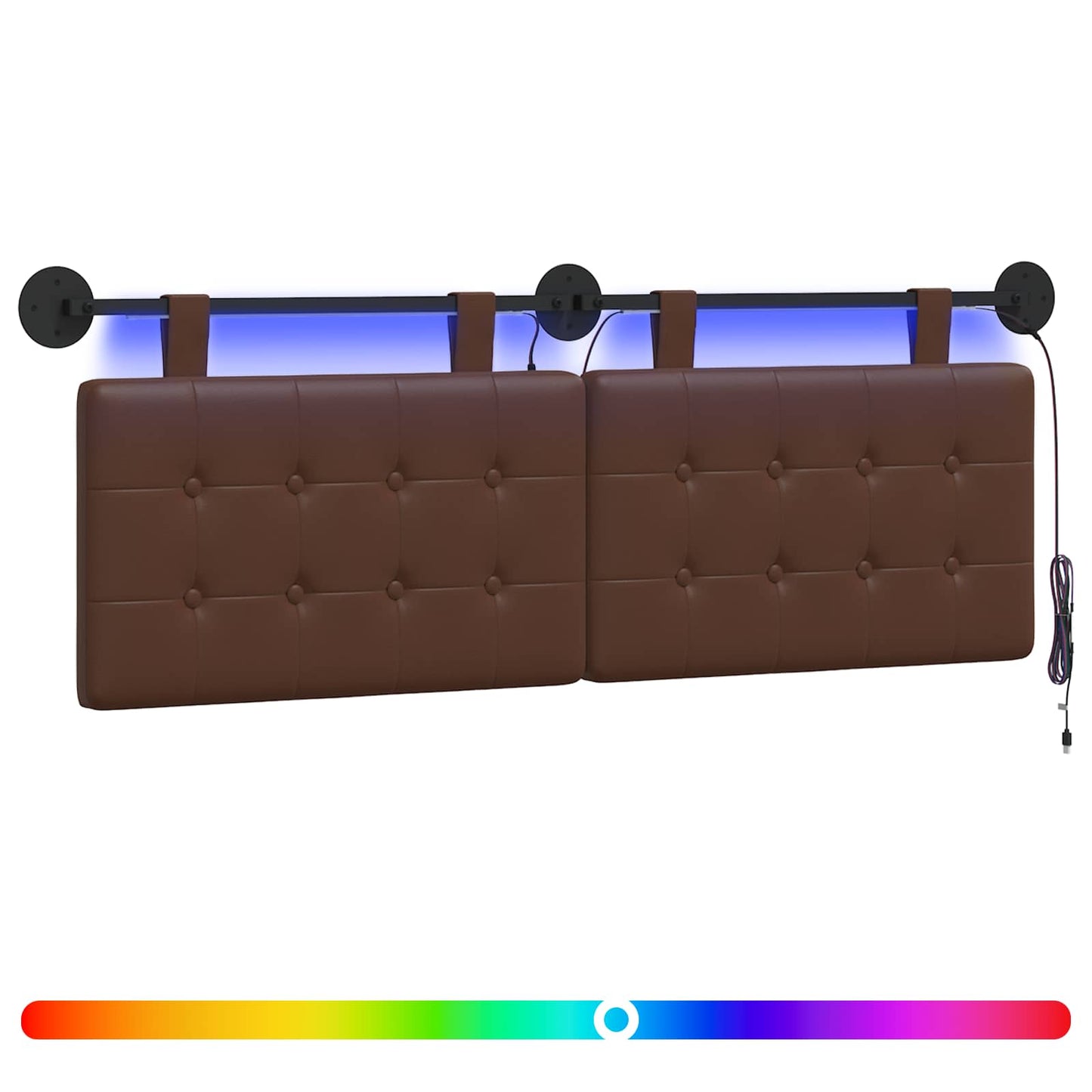 Testiera sospesa Con luce LED Marrone Similpelle | homemem39