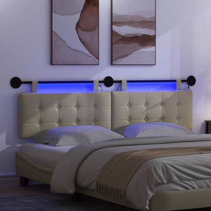 Testiera sospesa Con luce LED Crema Similpelle