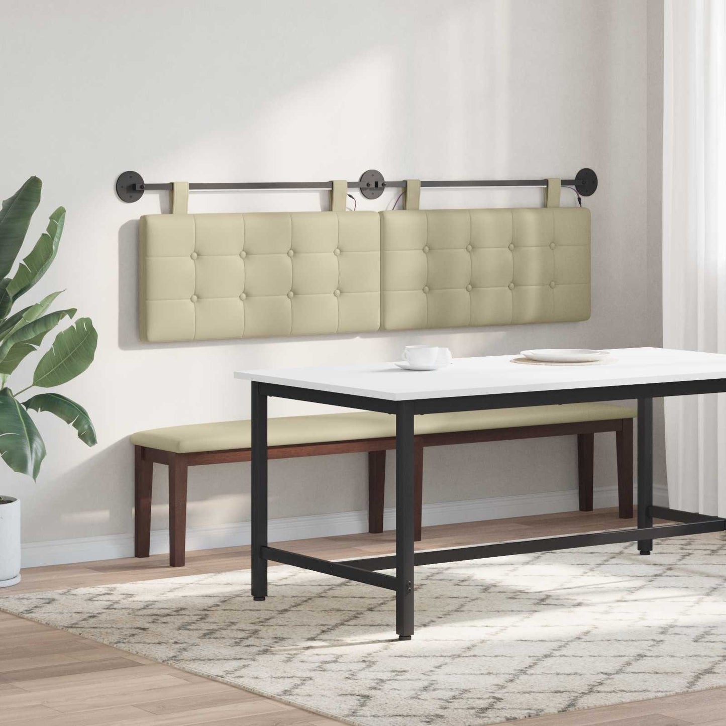 Testiera sospesa Con luce LED Crema Similpelle