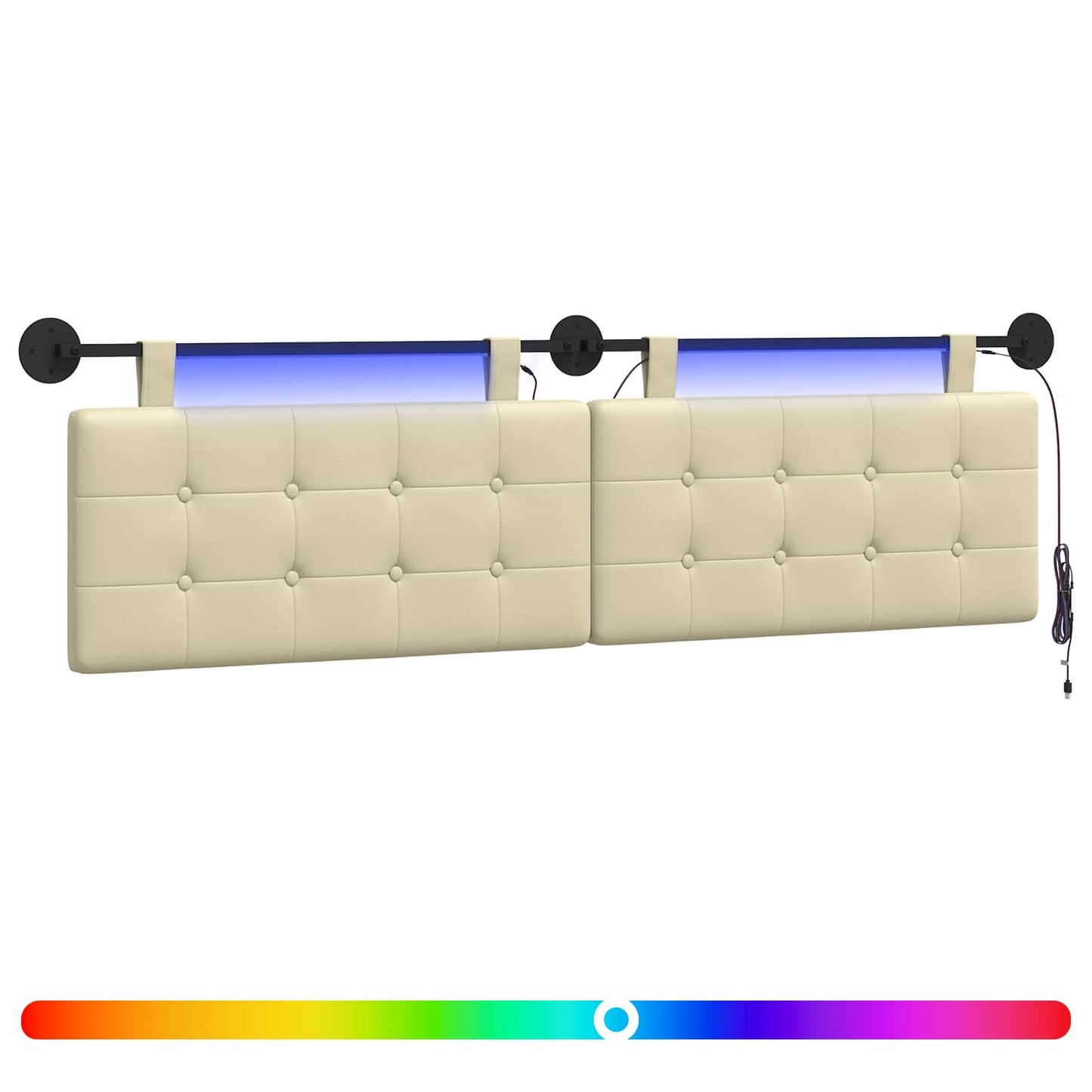 Testiera sospesa Con luce LED Crema Similpelle