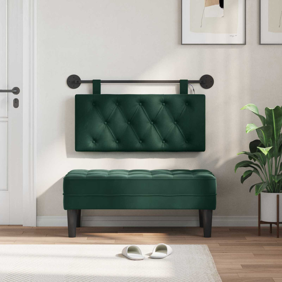 Testiera sospesa Verde Scuro Velluto | homemem39