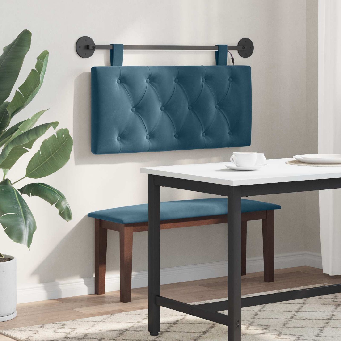 Testiera sospesa Con luce LED Blu Velluto | homemem39