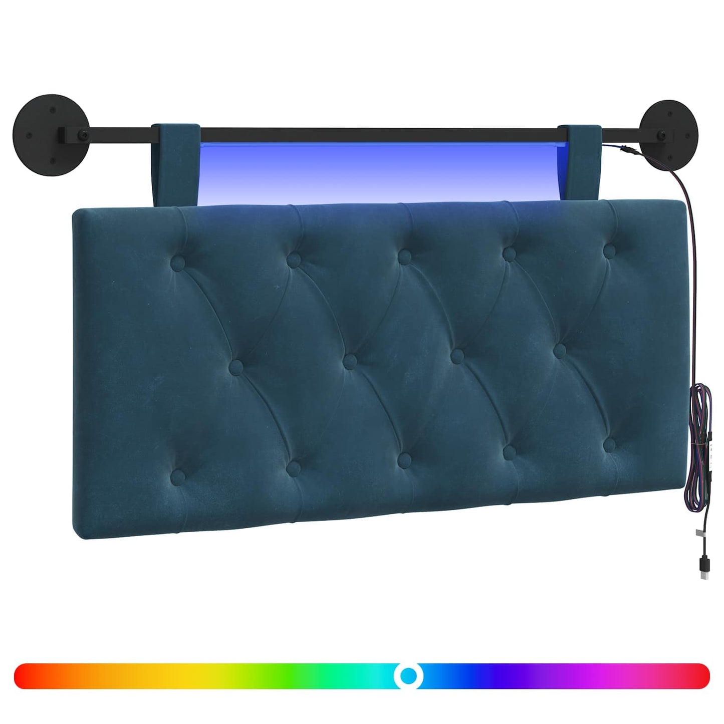 Testiera sospesa Con luce LED Blu Velluto | homemem39