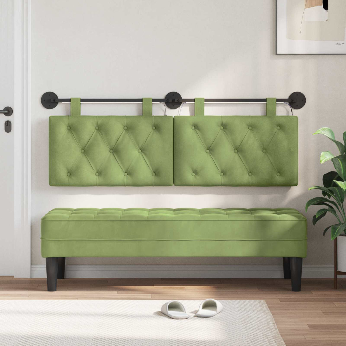 Testiera sospesa Verde chiaro Velluto | homemem39