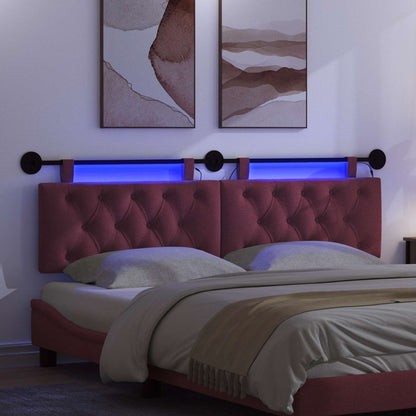 Testiera sospesa Con luce LED Rosso Vino Tessuto | homemem39