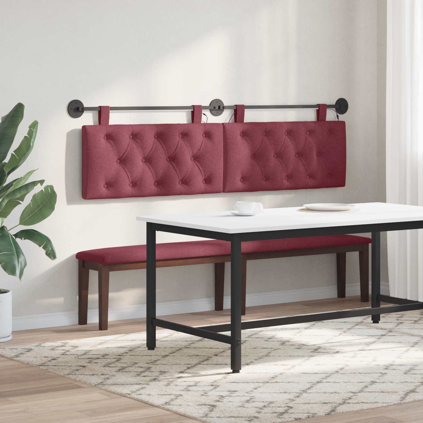 Testiera sospesa Con luce LED Rosso Vino Tessuto | homemem39