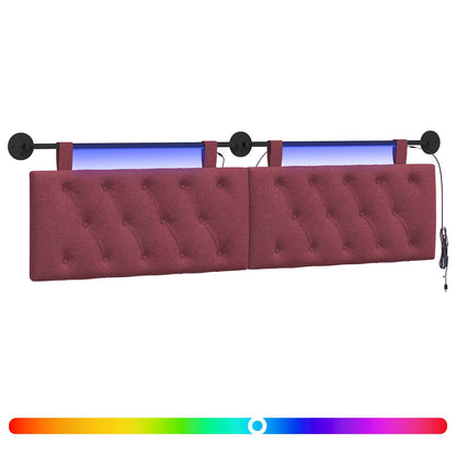 Testiera sospesa Con luce LED Rosso Vino Tessuto | homemem39