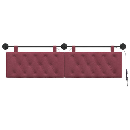 Testiera sospesa Con luce LED Rosso Vino Tessuto | homemem39