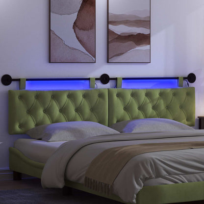 Testiera sospesa Con luce LED Verde chiaro Velluto | homemem39