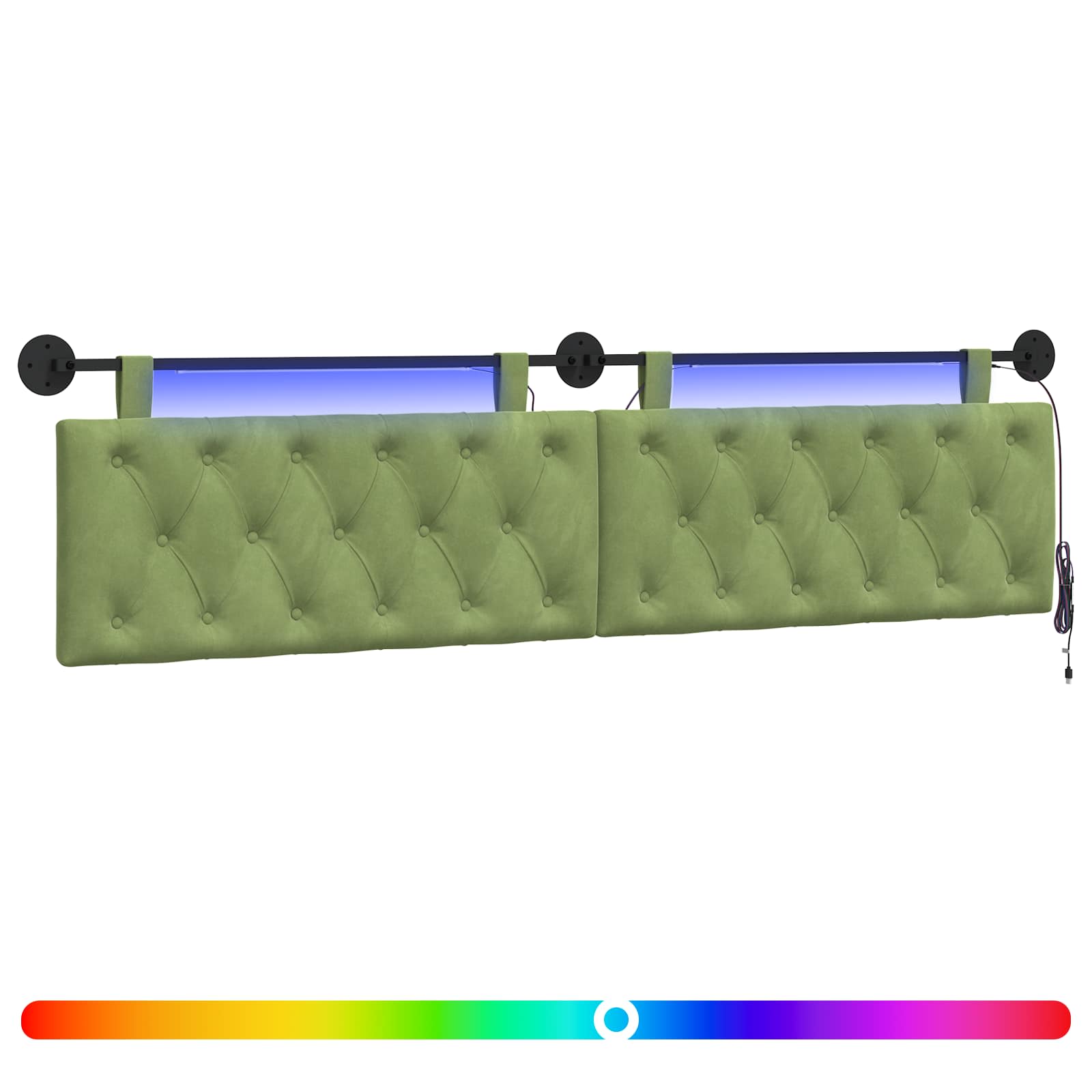 Testiera sospesa Con luce LED Verde chiaro Velluto | homemem39
