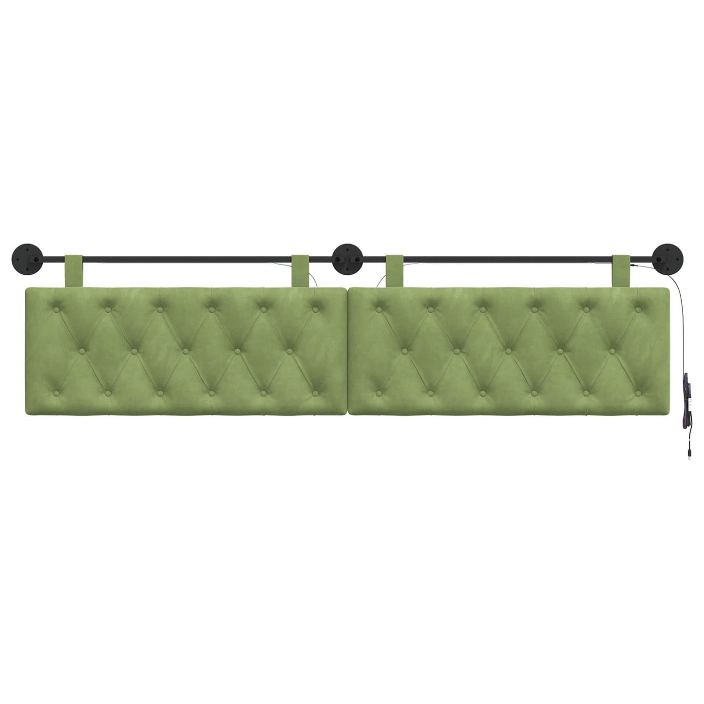 Testiera sospesa Con luce LED Verde chiaro Velluto | homemem39