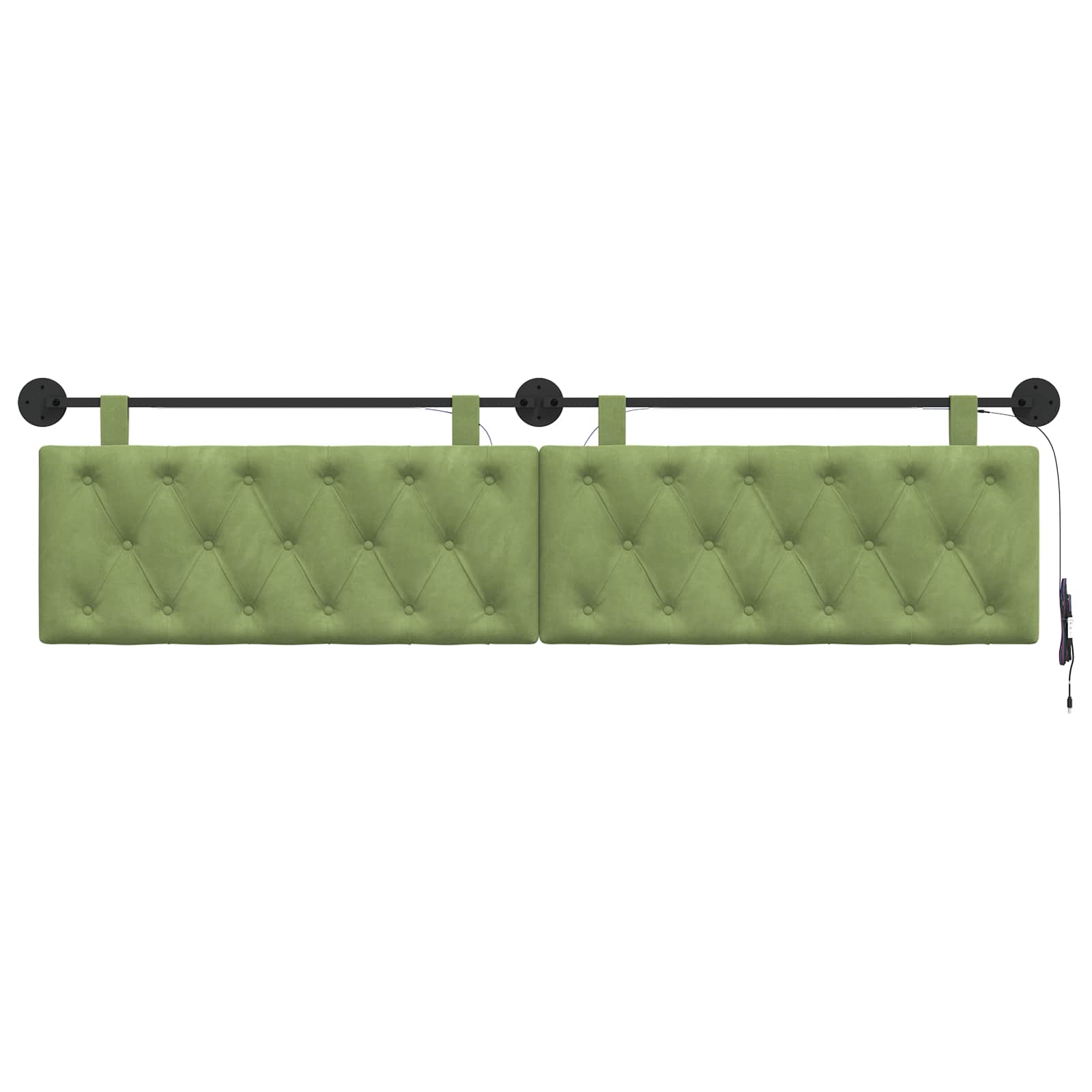 Testiera sospesa Con luce LED Verde chiaro Velluto | homemem39