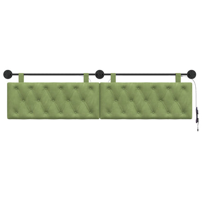 Testiera sospesa Con luce LED Verde chiaro Velluto | homemem39