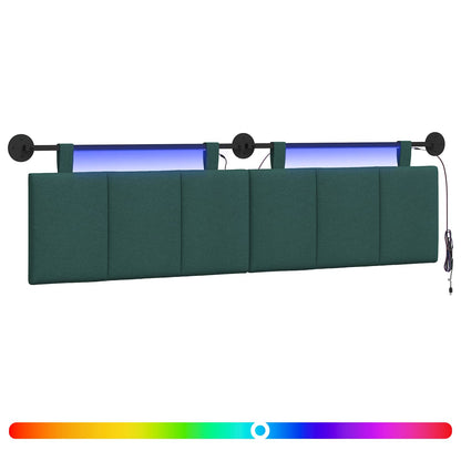 Testiera sospesa Con luce LED Verde Scuro Tessuto