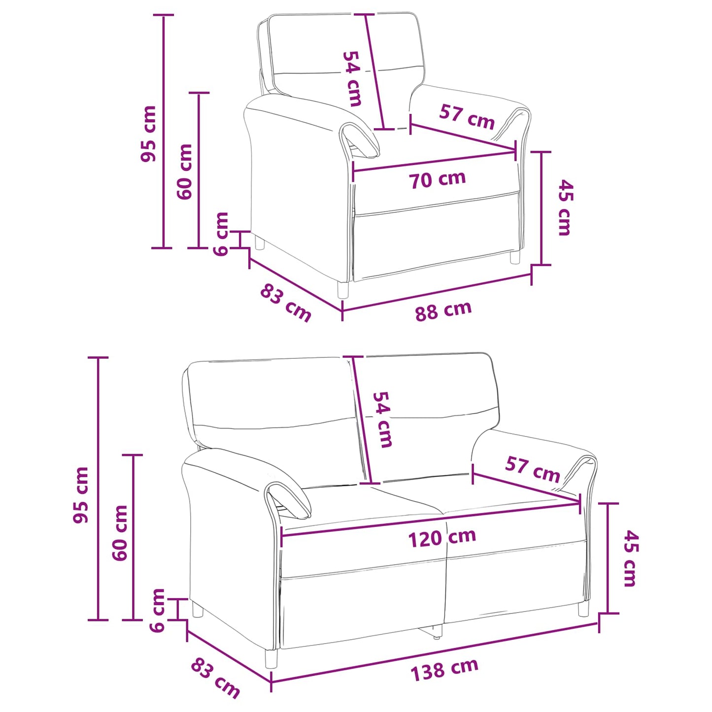Set di divani 2 pz Grigio Chiaro Tessuto | homemem39