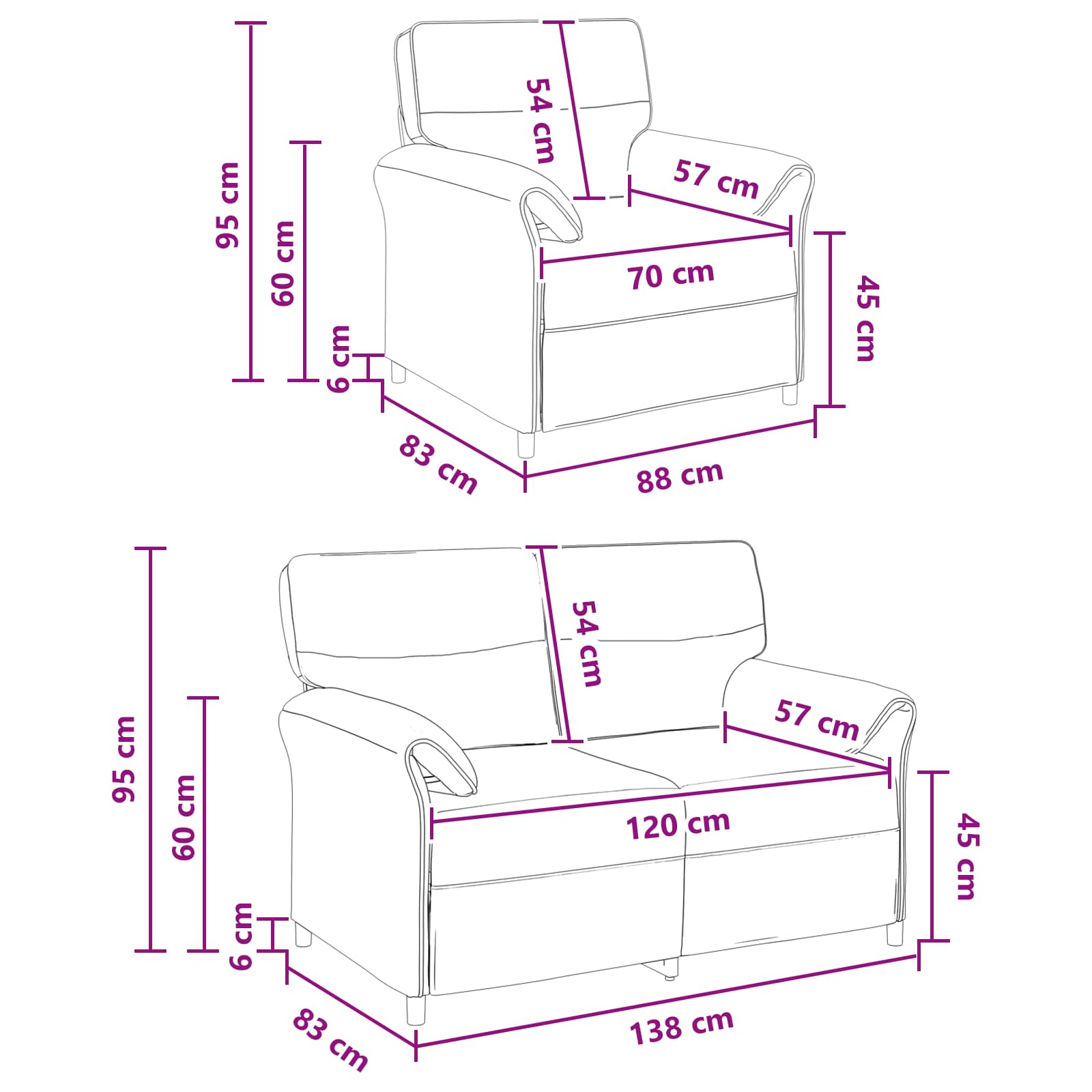 Set di divani 2 pz Grigio Chiaro Tessuto | homemem39