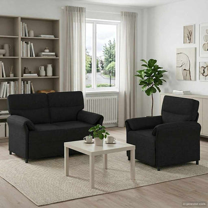 Set di divani 2 pz Nero Tessuto | homemem39