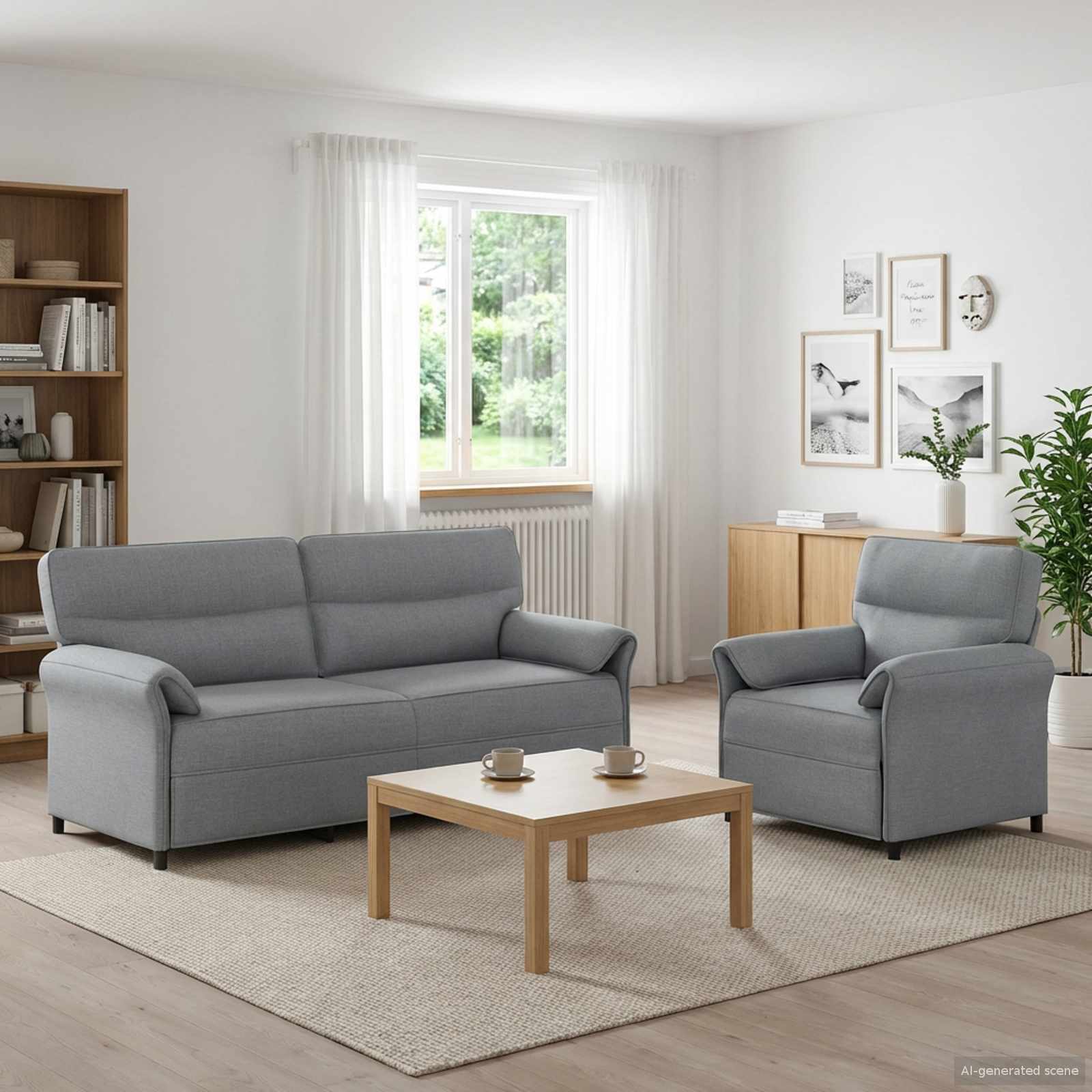 Set di divani 2 pz Grigio Chiaro Tessuto | homemem39