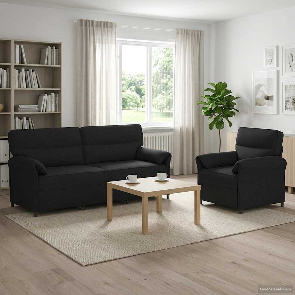 Set di divani 2 pz Nero Tessuto | homemem39