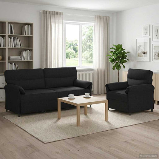 Set di divani 2 pz Nero Tessuto | homemem39