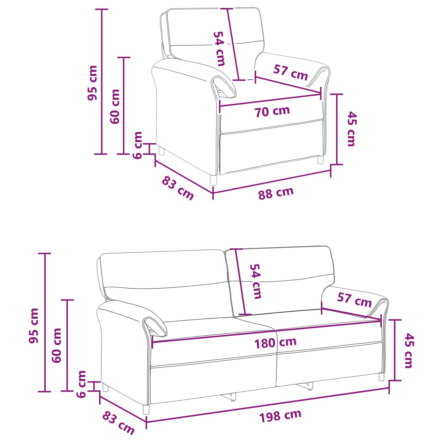 Set di divani 2 pz Rosso Vino Tessuto | homemem39