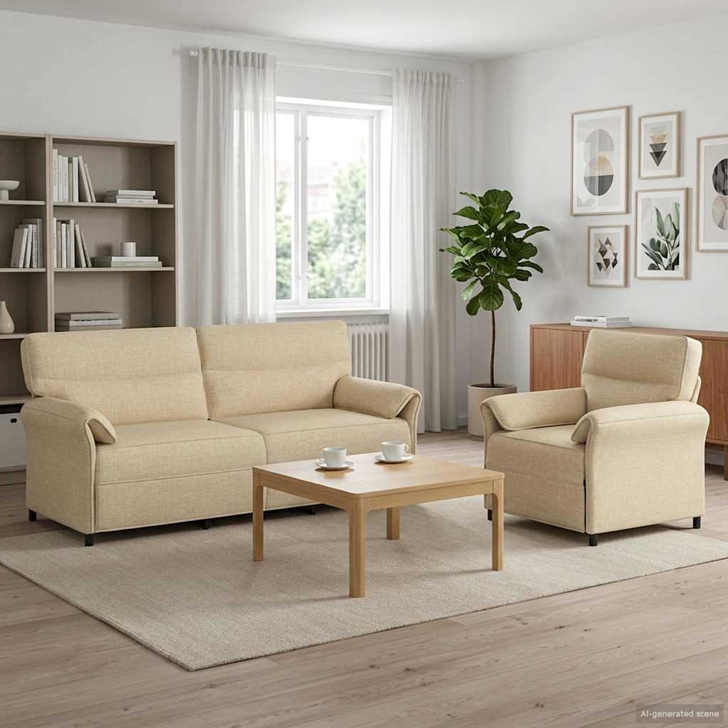 Set di divani 2 pz Crema Tessuto | homemem39