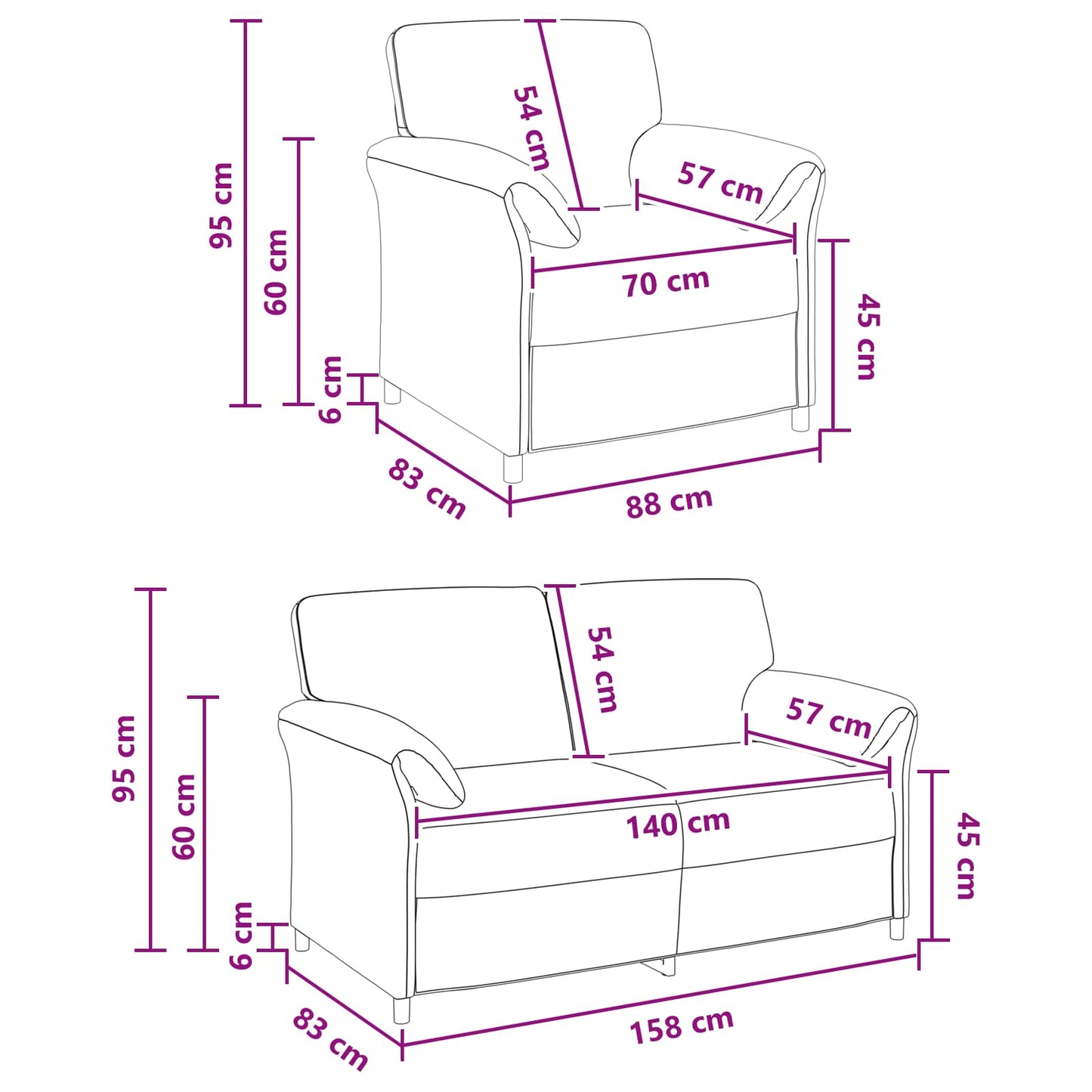 Set di divani 2 pz Viola Velluto | homemem39