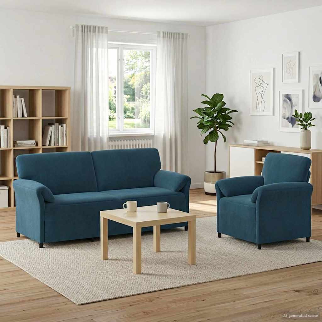 Set di divani 2 pz Blu Velluto | homemem39