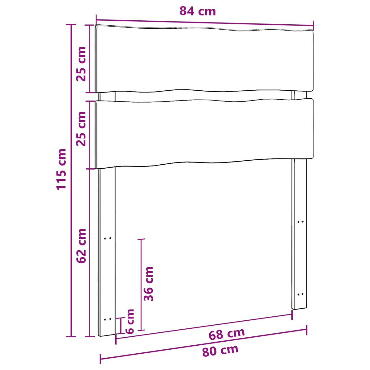 Testiera con bordo vivo ROSTOCK Bianco 80 cm | homemem39