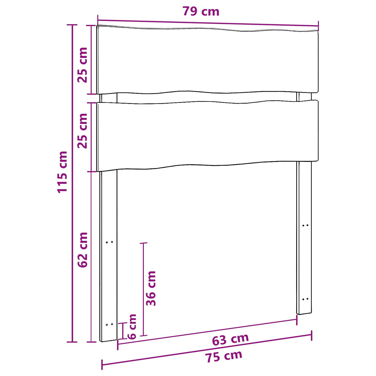 Testiera con bordo vivo ROSTOCK Marrone Scuro 75 cm | homemem39