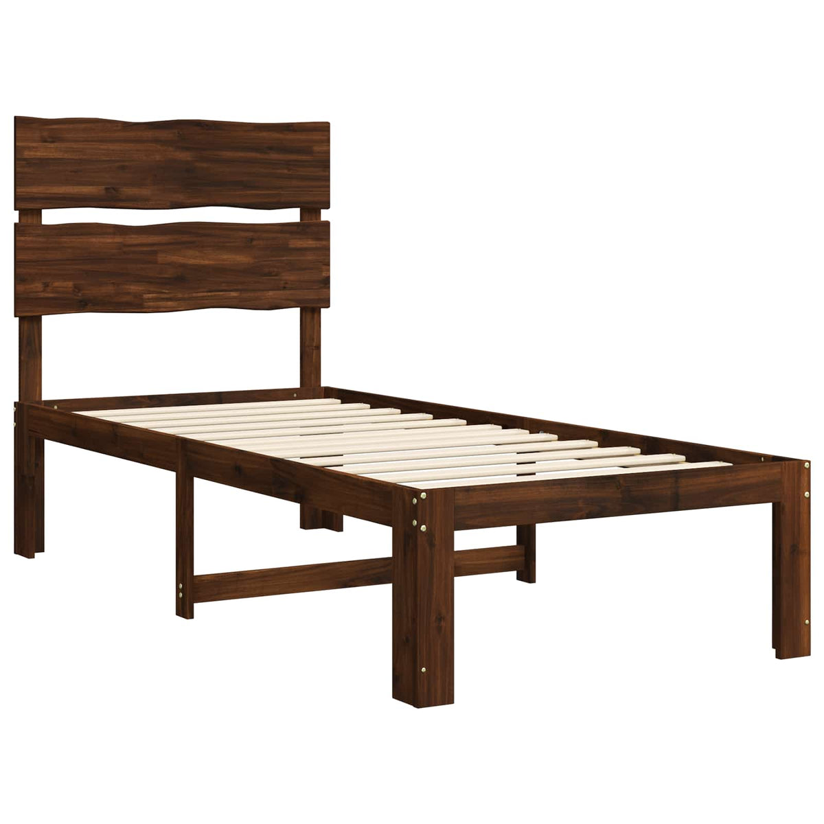Letto Singolo con Testiera ROSTOCK Marrone Scuro 75 x 190 cm