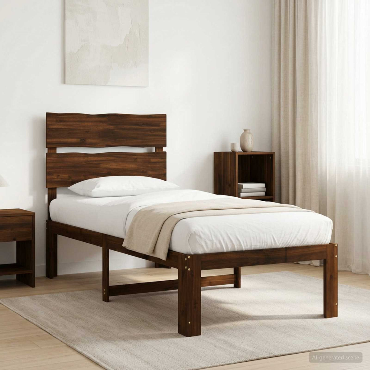 Letto Singolo con Testiera ROSTOCK Marrone Scuro 90 x 190 cm | homemem39