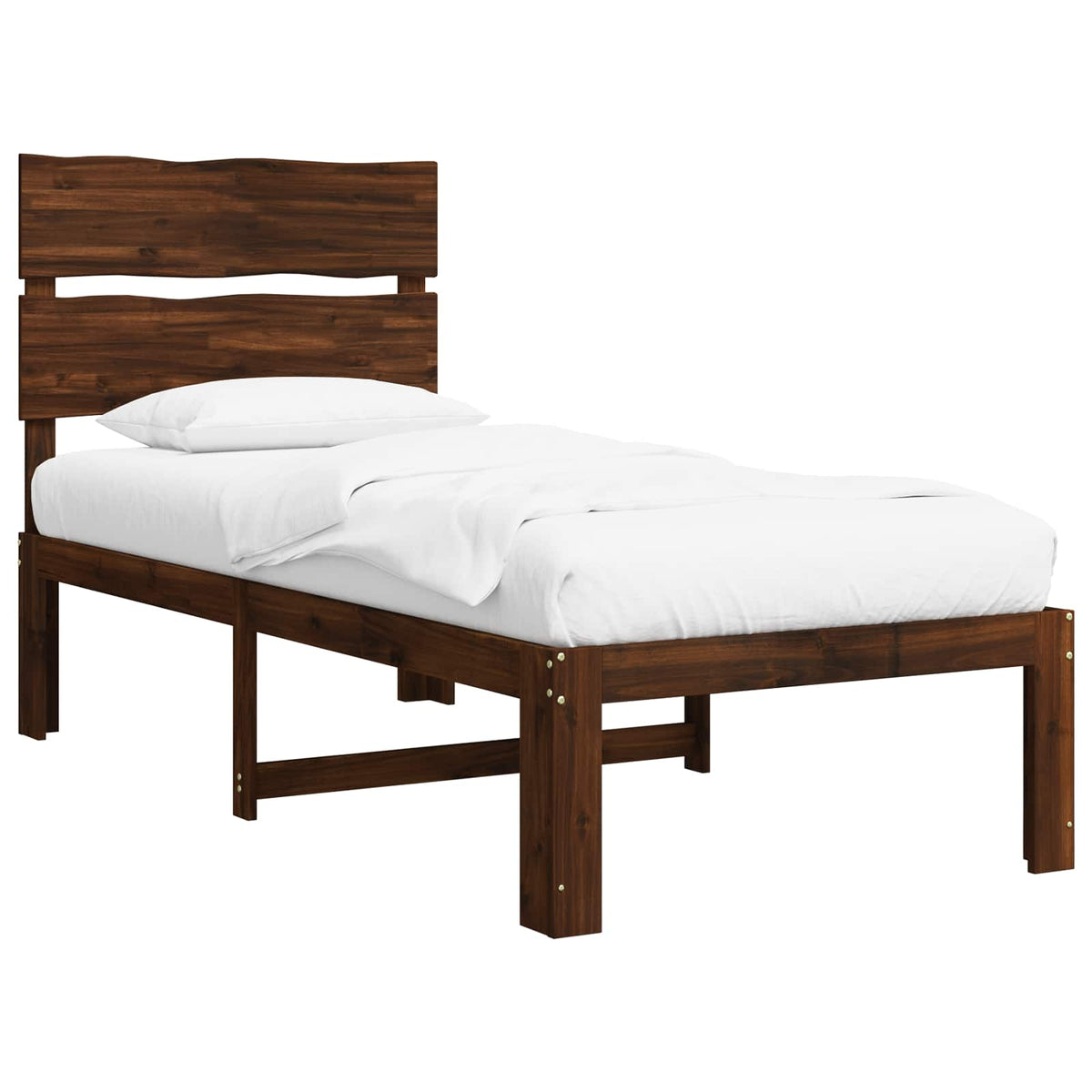 Letto Singolo con Testiera ROSTOCK Marrone Scuro 90 x 200 cm | homemem39