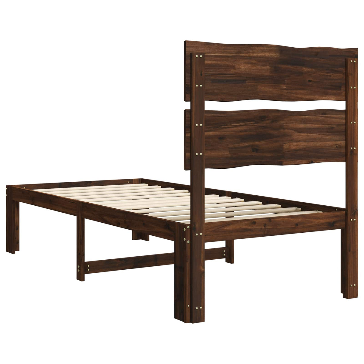 Letto Singolo con Testiera ROSTOCK Marrone Scuro 90 x 200 cm | homemem39