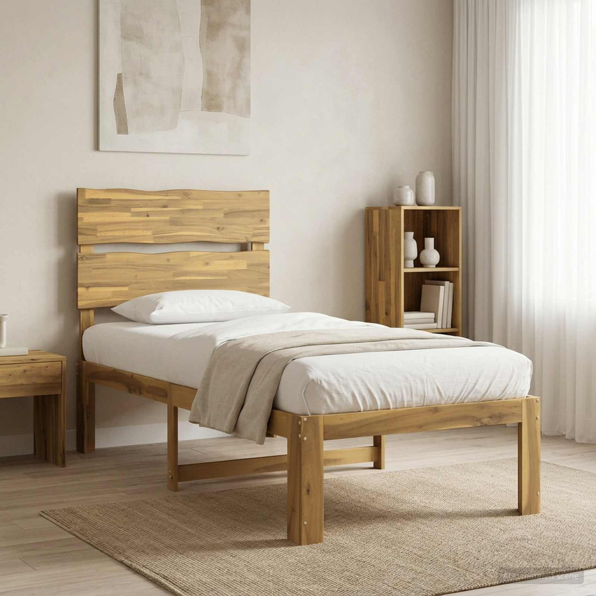 Letto Singolo con Testiera ROSTOCK Bianco 90 x 200 cm