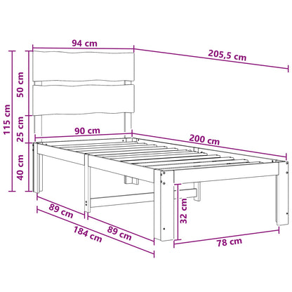Letto Singolo con Testiera ROSTOCK Bianco 90 x 200 cm | homemem39
