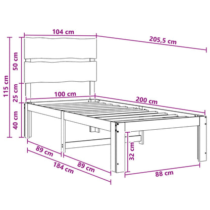 Letto Singolo con Testiera ROSTOCK Bianco 100 x 200 cm | homemem39