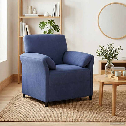 Divano 1 posto Blu Polizia 88 x 83 x 95 cm Velluto | homemem39