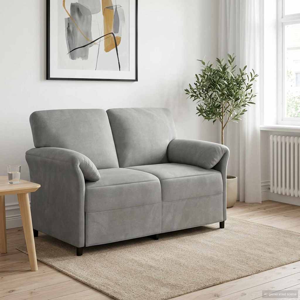 Divano a 2 Posti Grigio Chiaro 138 x 83 x 95 cm Velluto | homemem39