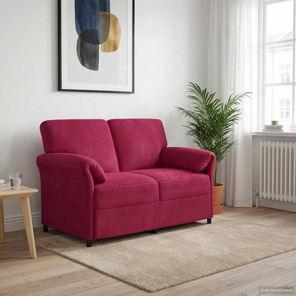 Divano a 2 Posti Rosso Vino 138 x 83 x 95 cm Velluto | homemem39