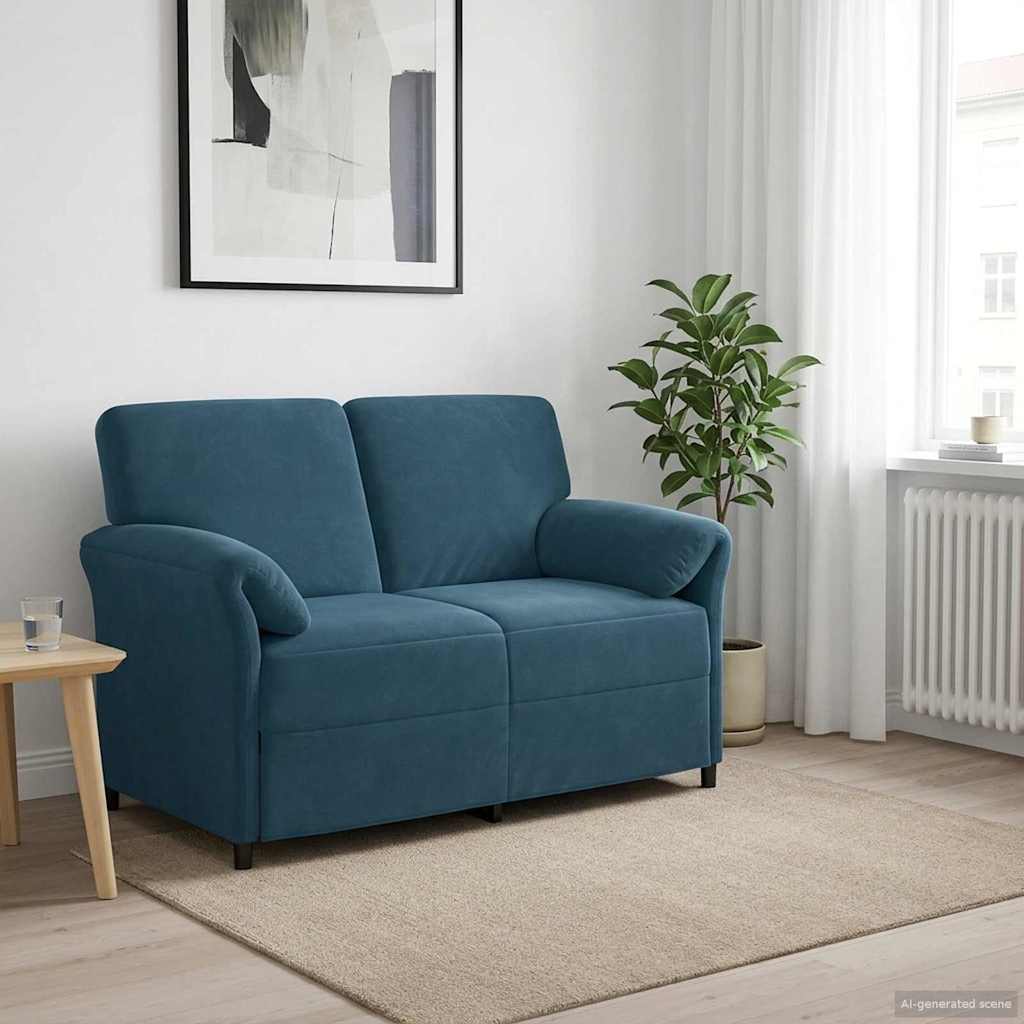 Divano a 2 Posti Blu 138 x 83 x 95 cm Velluto | homemem39