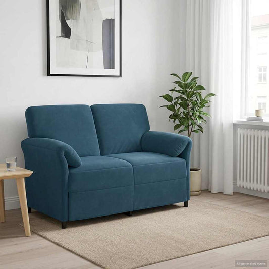 Divano a 2 Posti Blu 138 x 83 x 95 cm Velluto | homemem39