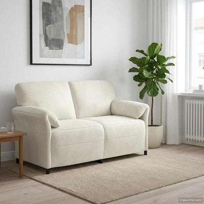 Divano a 2 Posti Crema 158 x 83 x 95 cm Velluto | homemem39