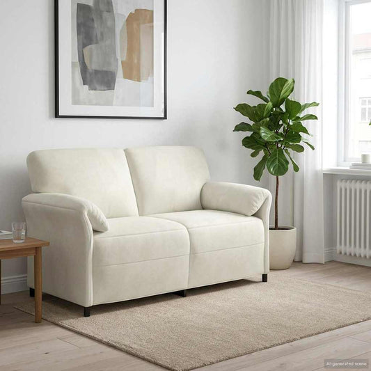 Divano a 2 Posti Crema 158 x 83 x 95 cm Velluto | homemem39