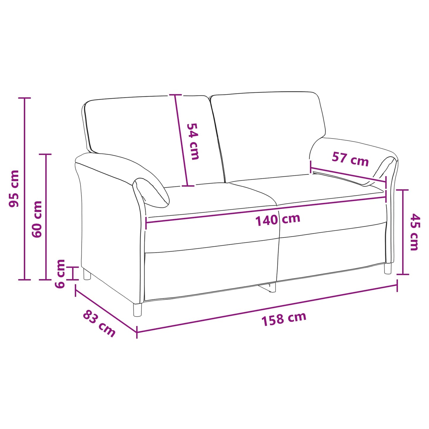 Divano a 2 Posti Turchese 158 x 83 x 95 cm Velluto | homemem39