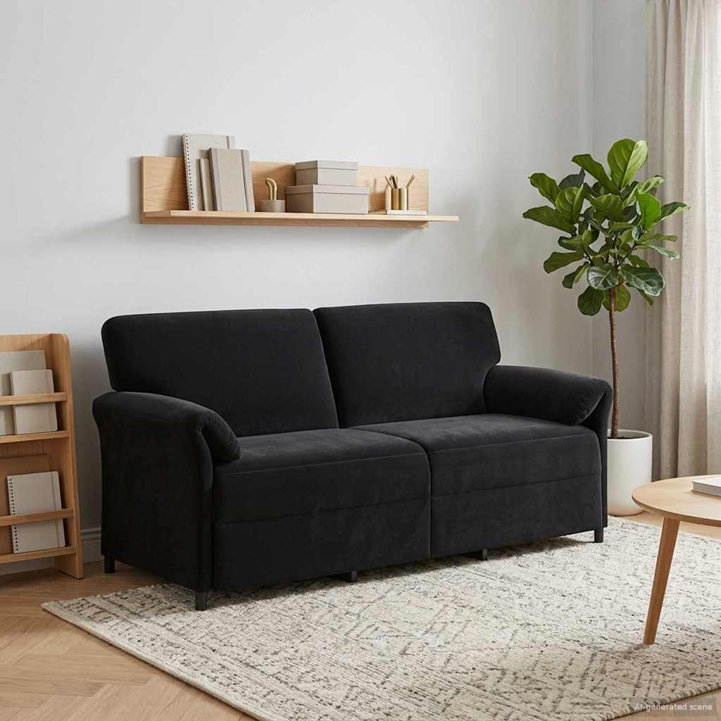 Divano 3-Persone Nero 198 x 83 x 95 cm Velluto