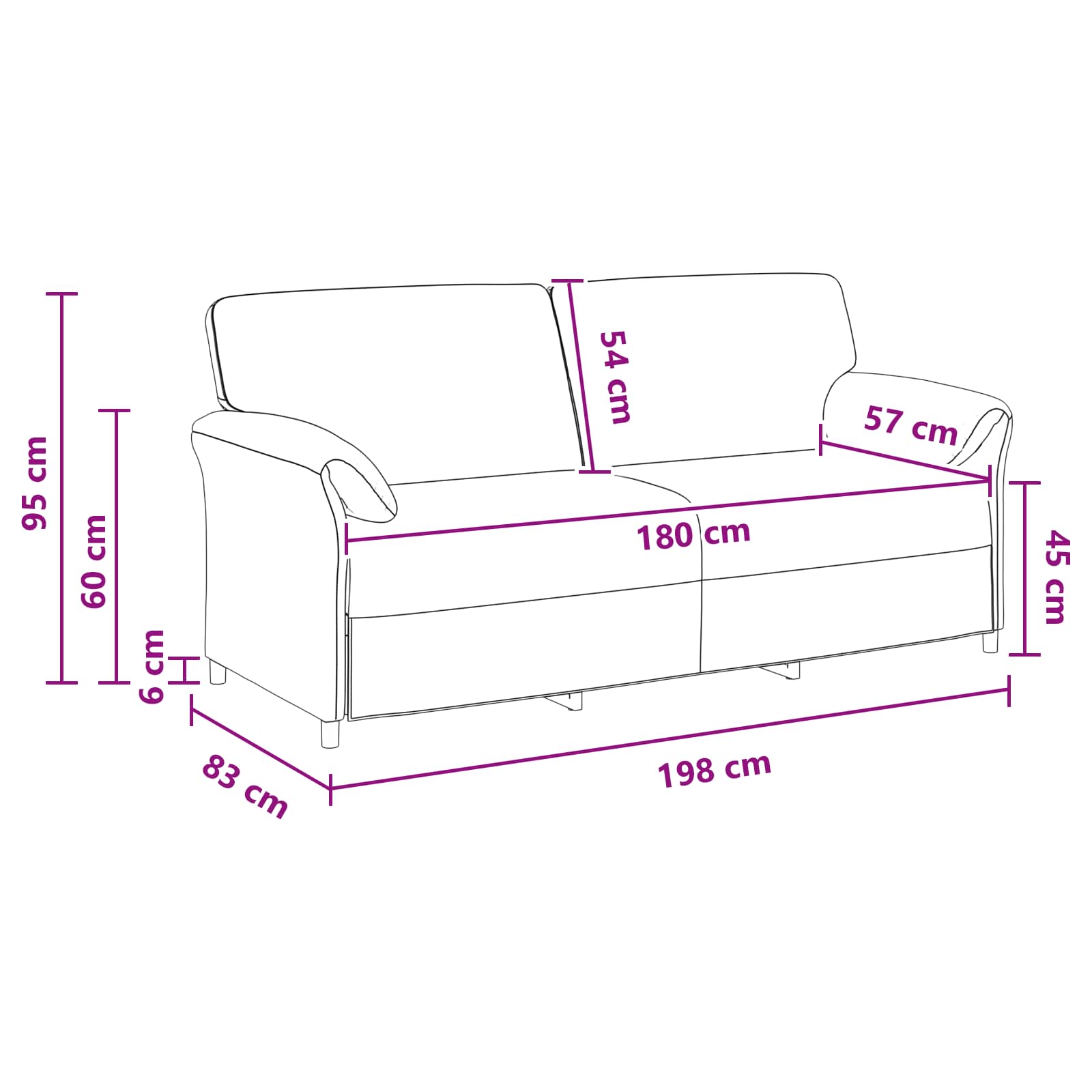 Divano 3-Persone Giallo 198 x 83 x 95 cm Velluto | homemem39