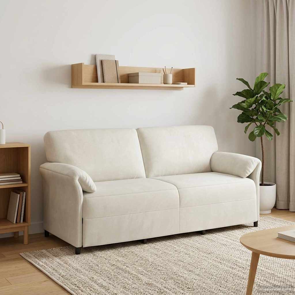 Divano 3-Persone Crema 198 x 83 x 95 cm Velluto | homemem39