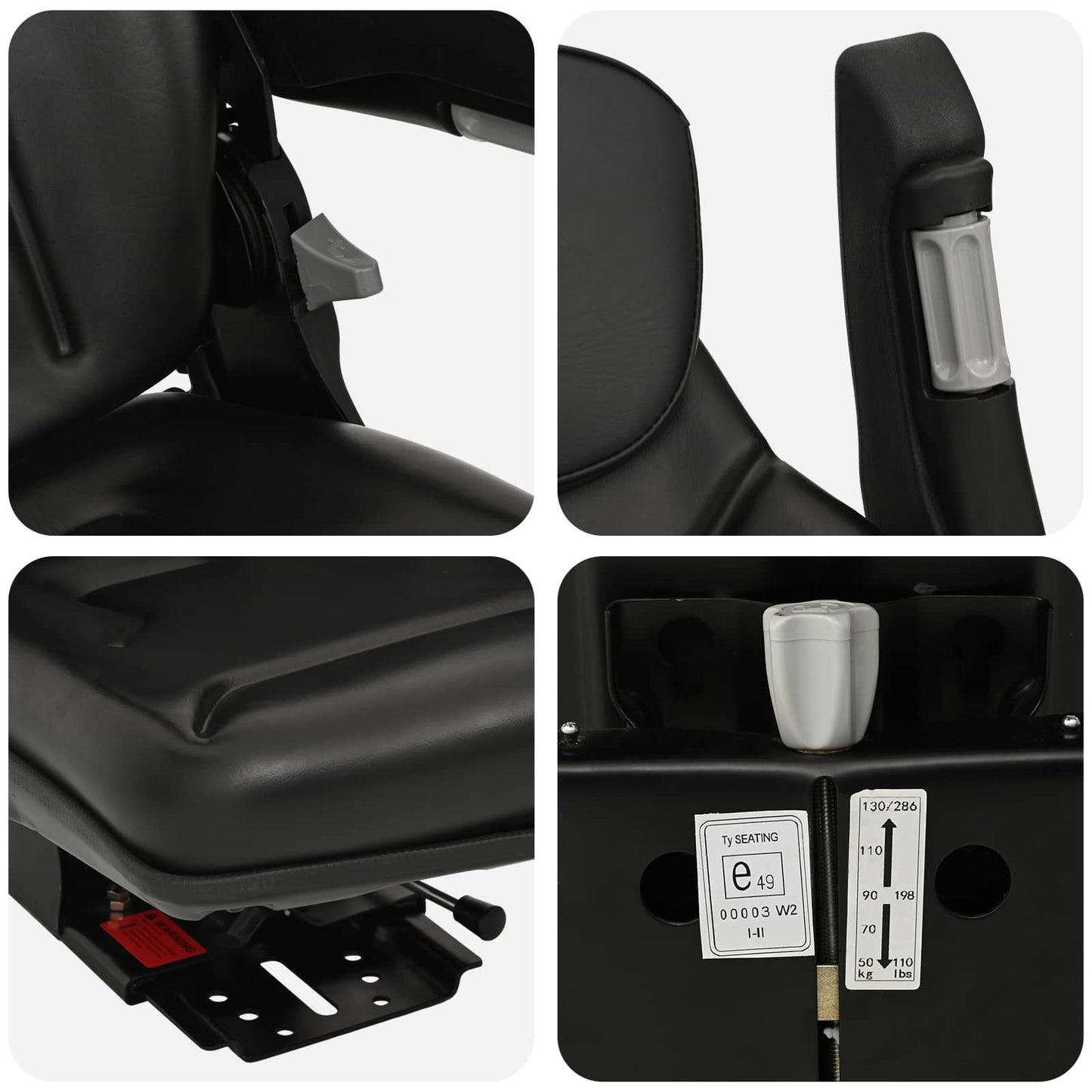 Sedile per trattore con sospensione Nero 60 x 58 x 72 cm | homemem39